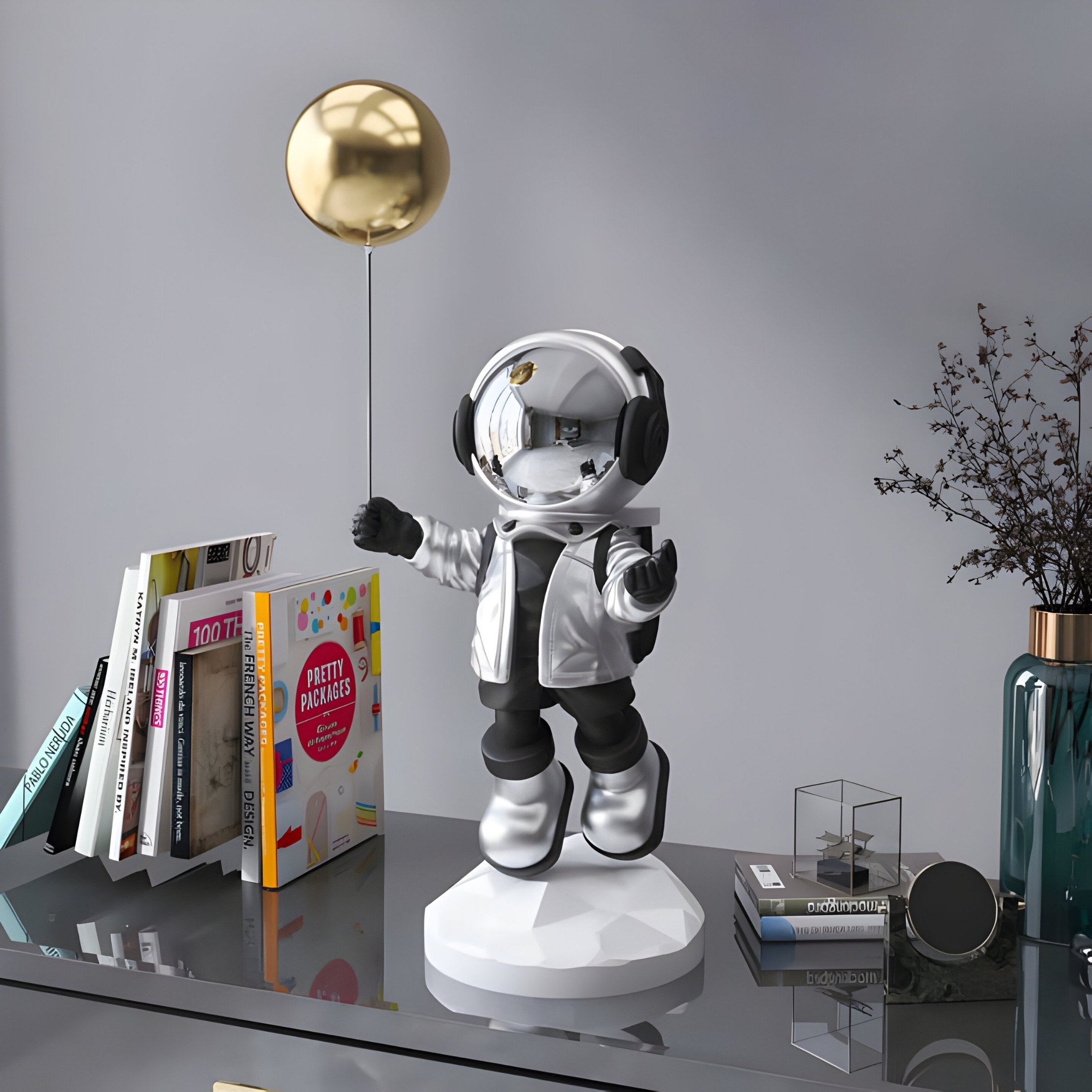 Kleine Lunar Silber Astronaut Ballon Skulptur - 55cm