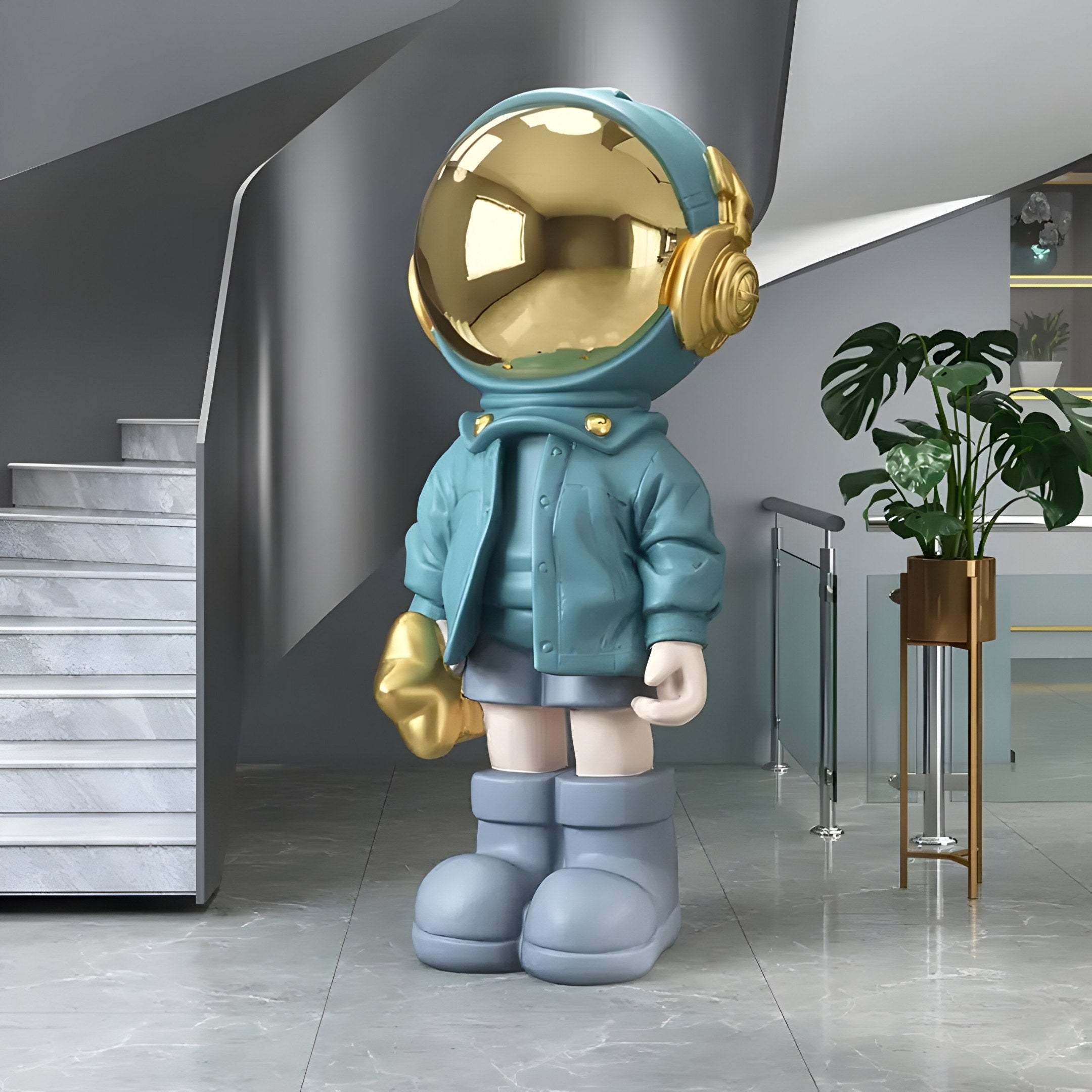 Große Galaktische Blaue Astronaut Beats Skulptur - 150 cm