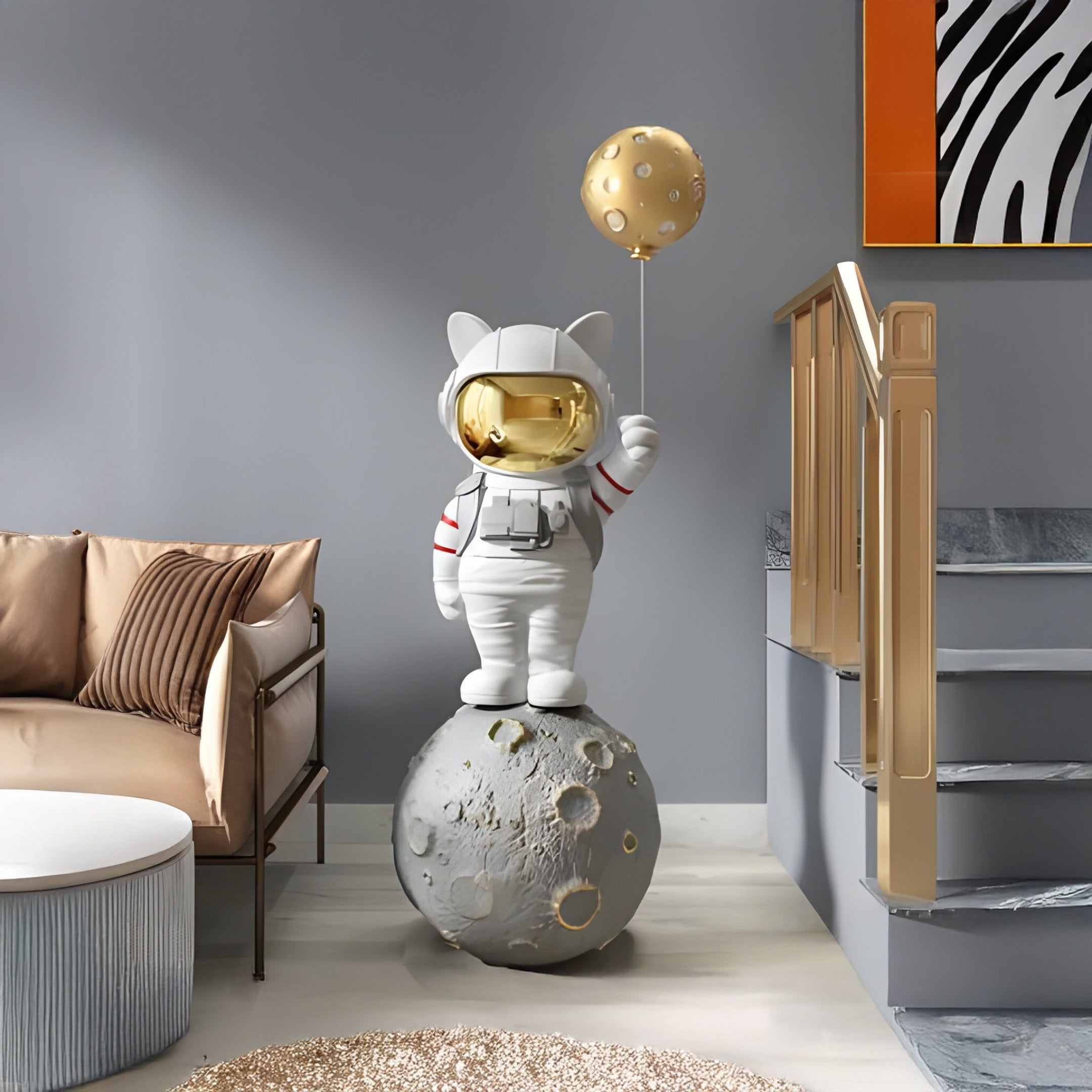 Große Nova Weiße Astronauten-Kitty Mond-Luftballon-Skulptur - 150 cm
