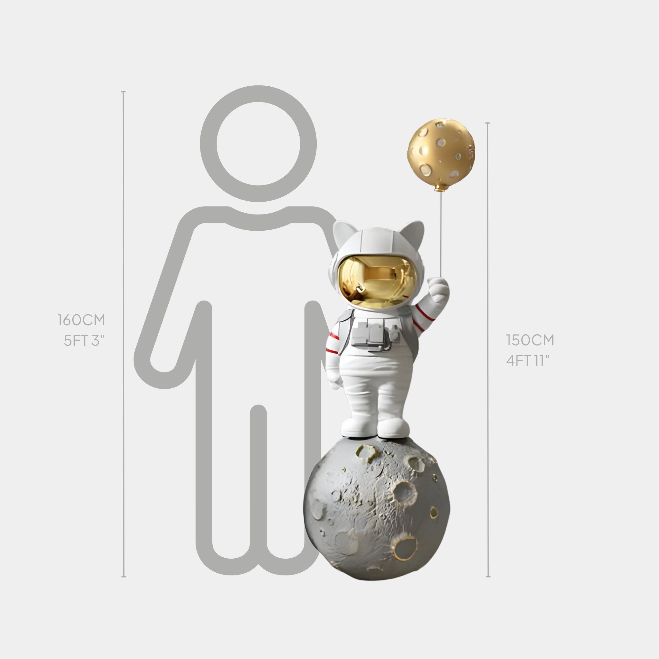 Große Nova Weiße Astronauten-Kitty Mond-Luftballon-Skulptur - 150 cm