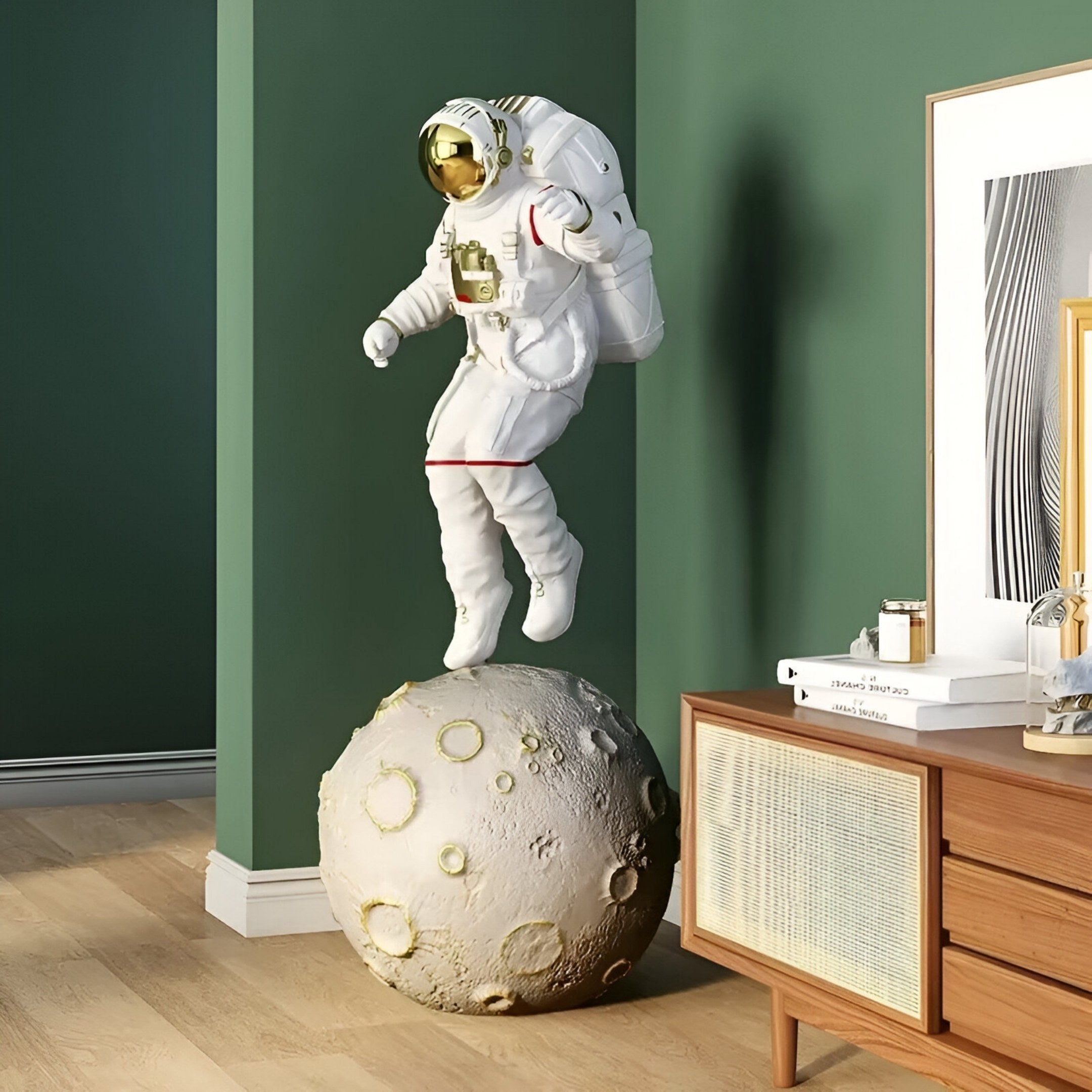 Große weiße Raum-Astronauten-Mond-Explorer-Skulptur - 130 cm
