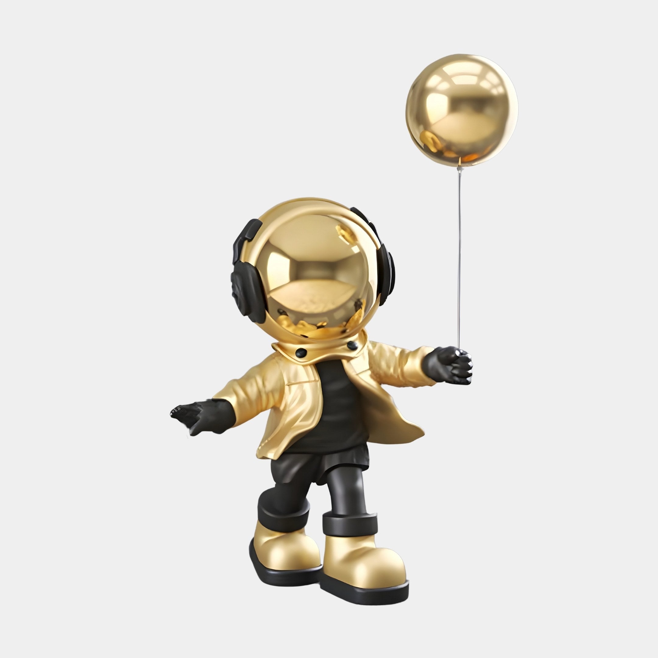 Kleine himmlische goldene Astronauten-Luftballon-Stehfigur - 48 cm