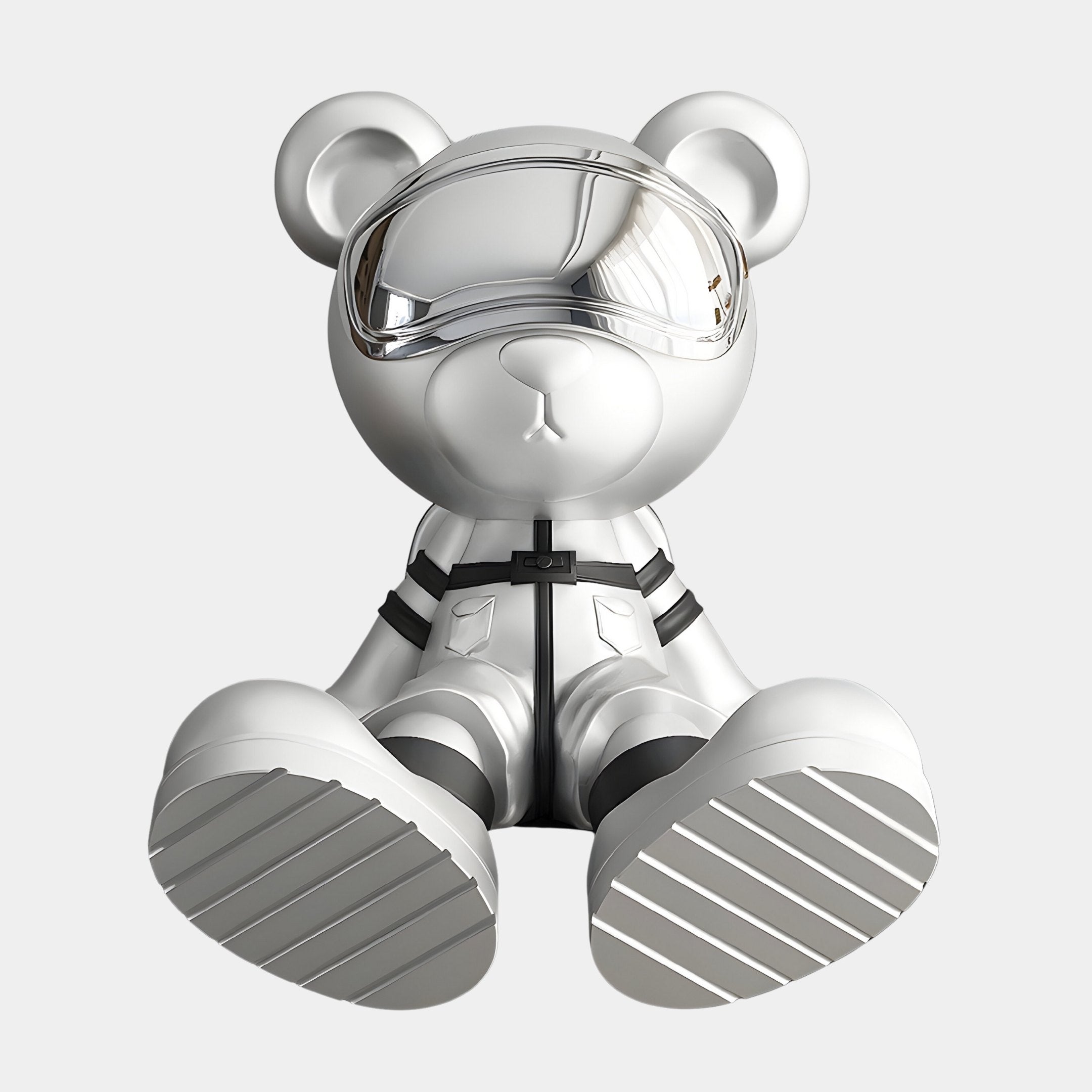 Kleine Cosmic Chrome Astronauten-Bären-Skulptur - 51 cm