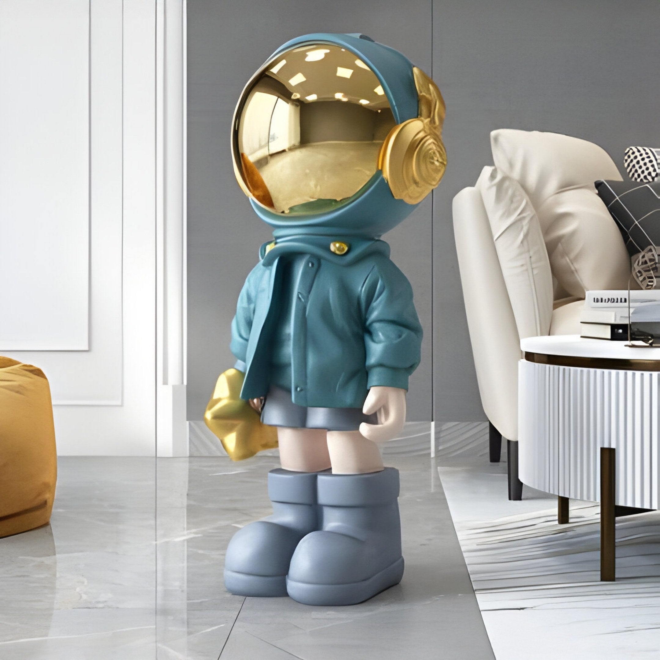 Kleine galaktische blaue Astronauten Beats Skulptur - 70 cm
