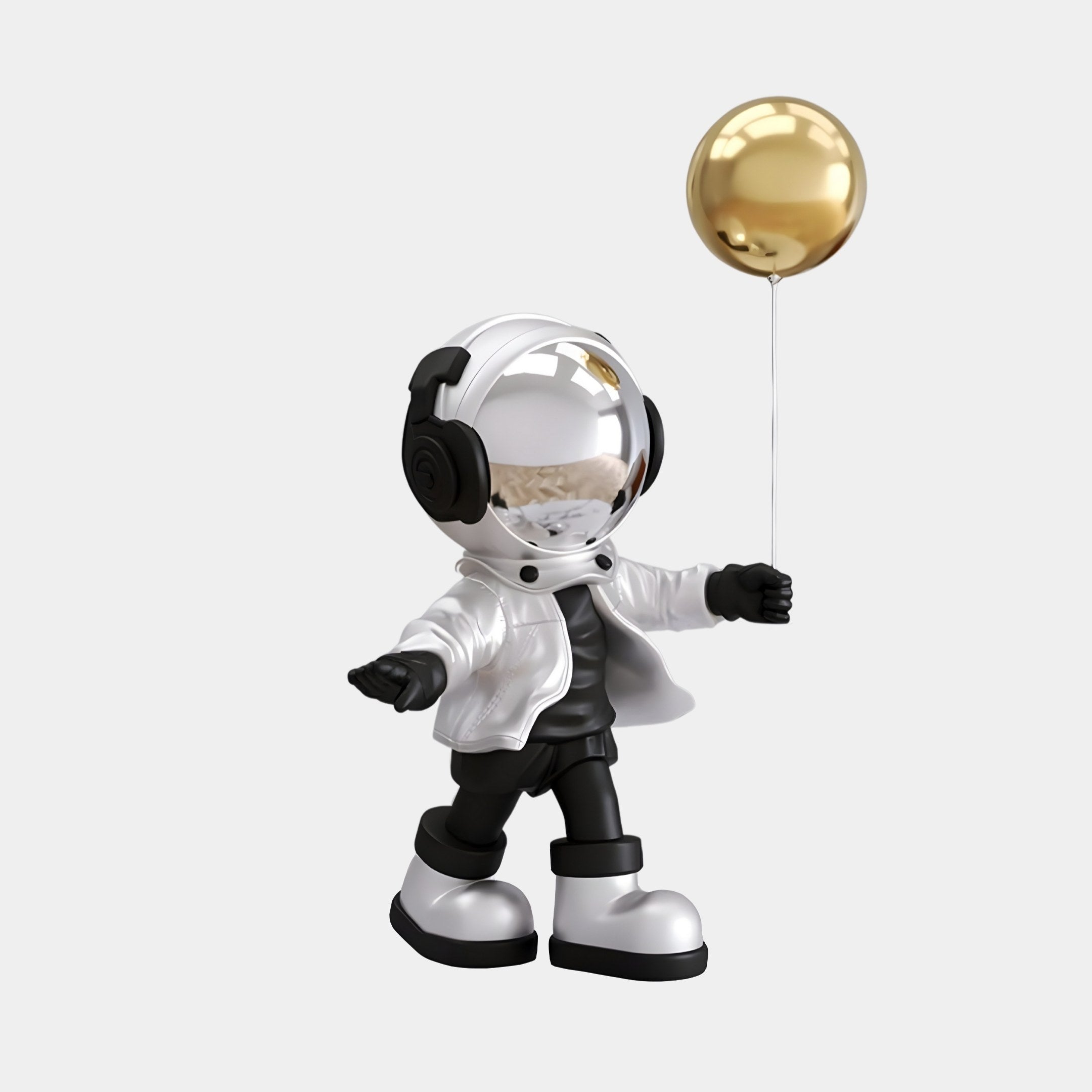 Kleine Lunar Silber Astronaut Ballon Stehfigur - 48cm