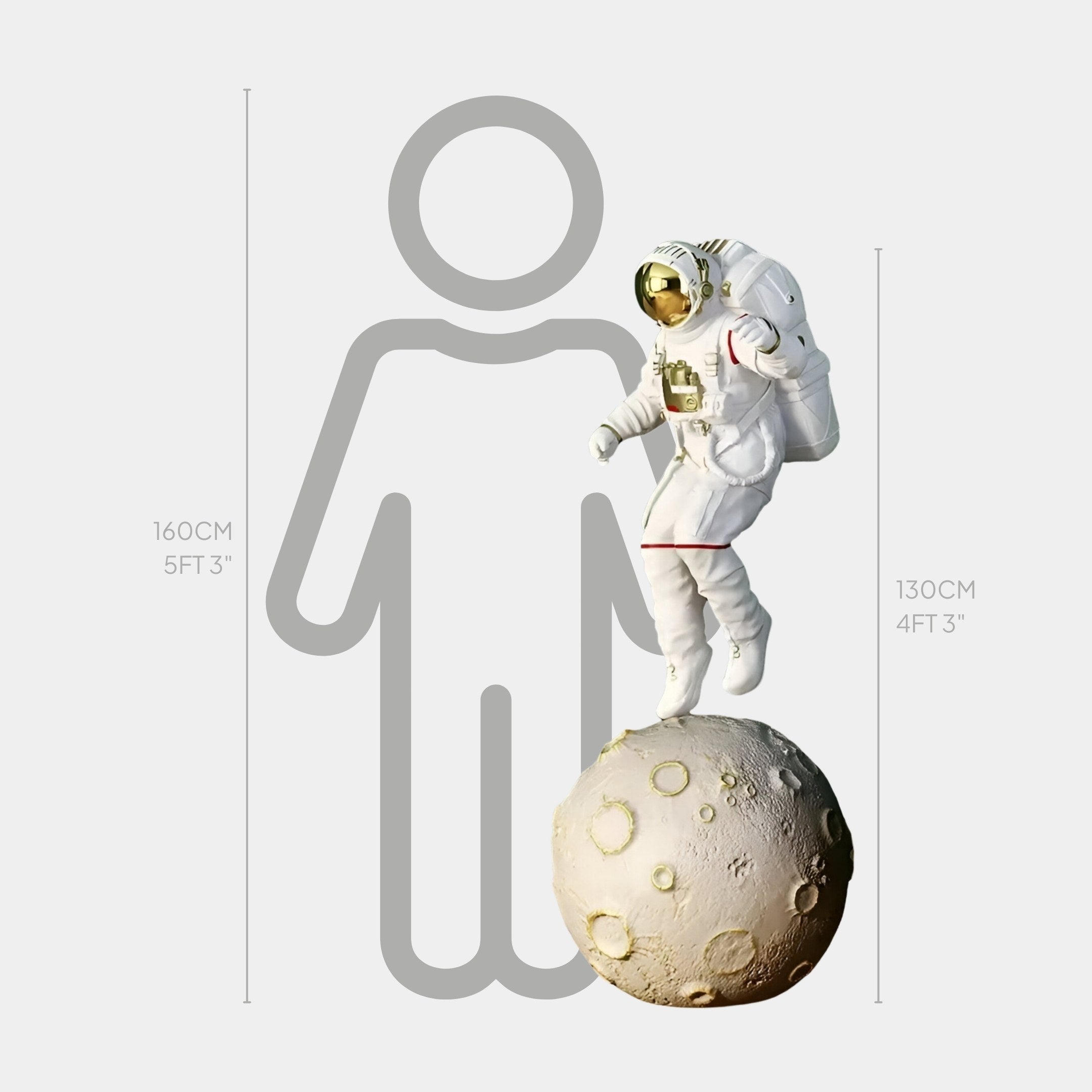 Große weiße Raum-Astronauten-Mond-Explorer-Skulptur - 130 cm