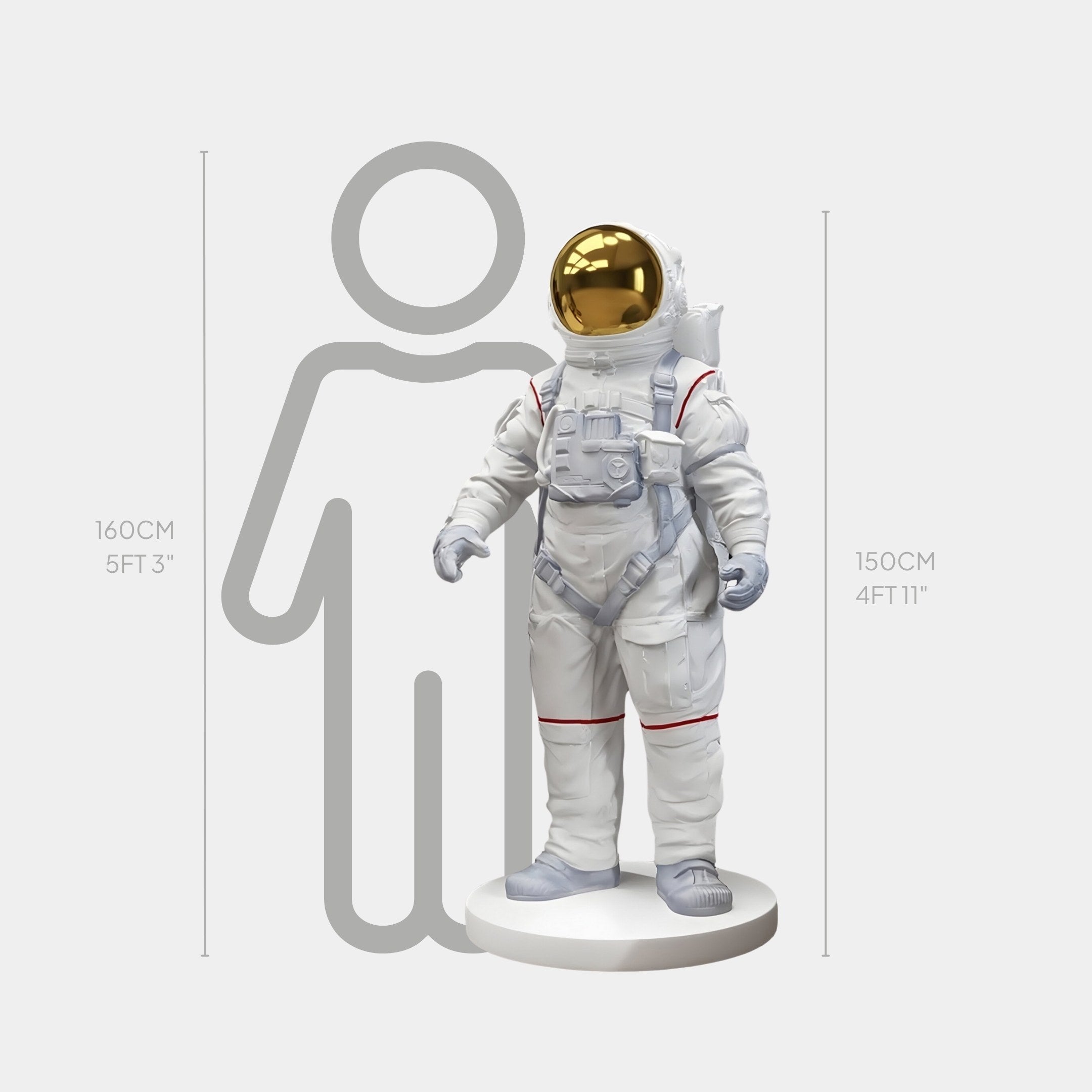 Große weiße Raum-Astronauten-Stehskulptur - 150 cm