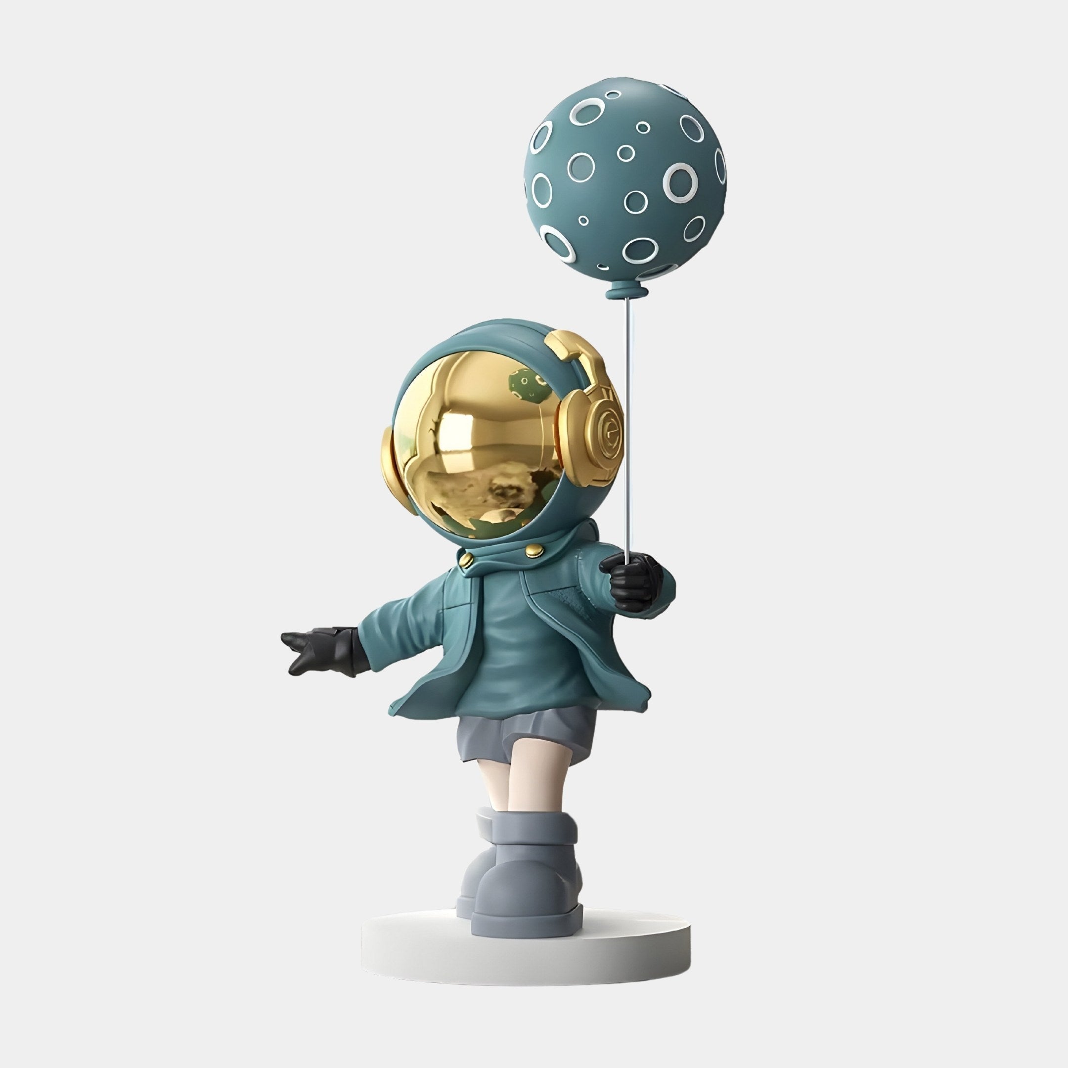 Mittlere galaktisch blaue Astronauten-Mond-Luftballon-Skulptur - 96 cm
