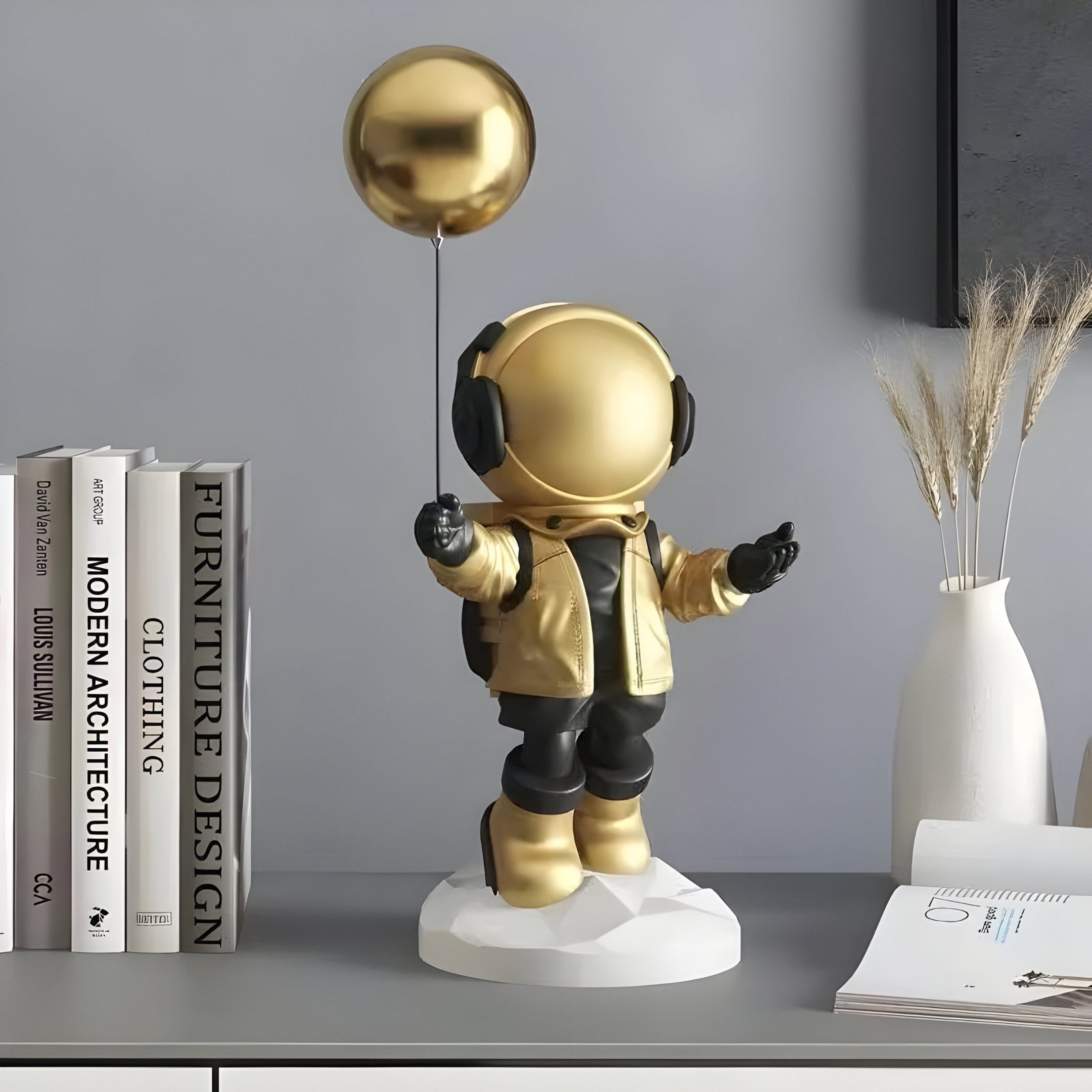 Kleine himmlische goldene Astronauten-Luftballonfigur - 42 cm