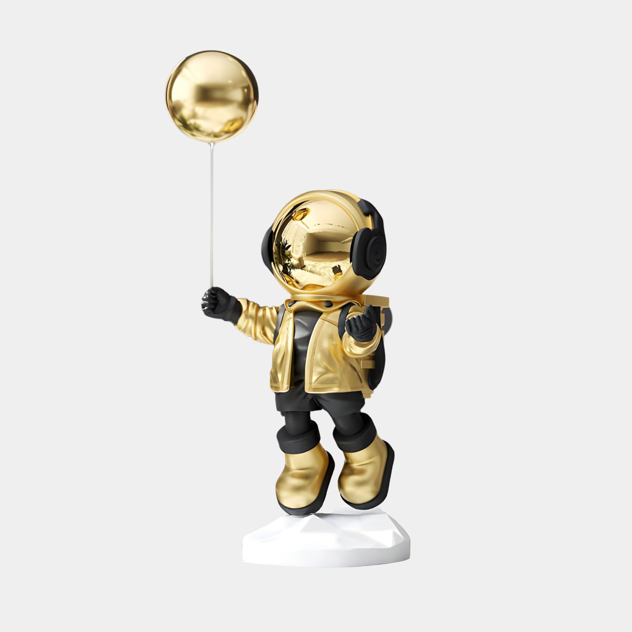 Kleine himmlische goldene Astronautenballon-Skulptur - 55 cm