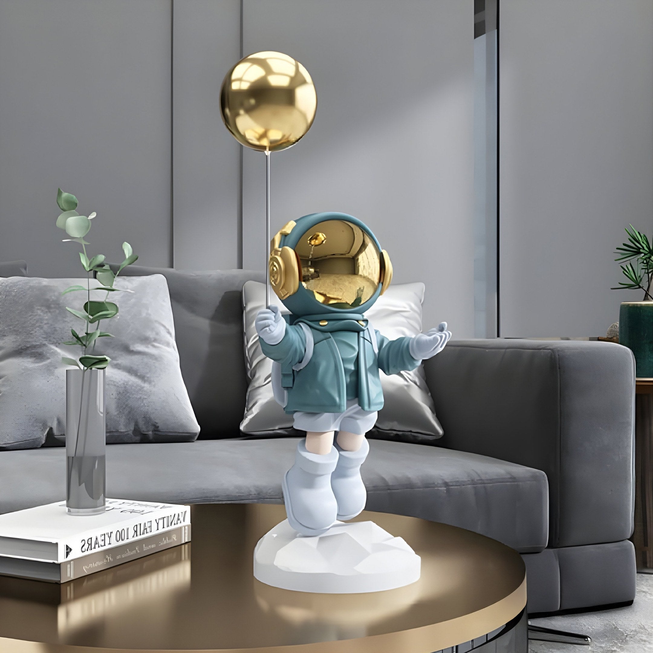 Kleine Galaktische Blaue Astronautenballonskulptur - 55 cm