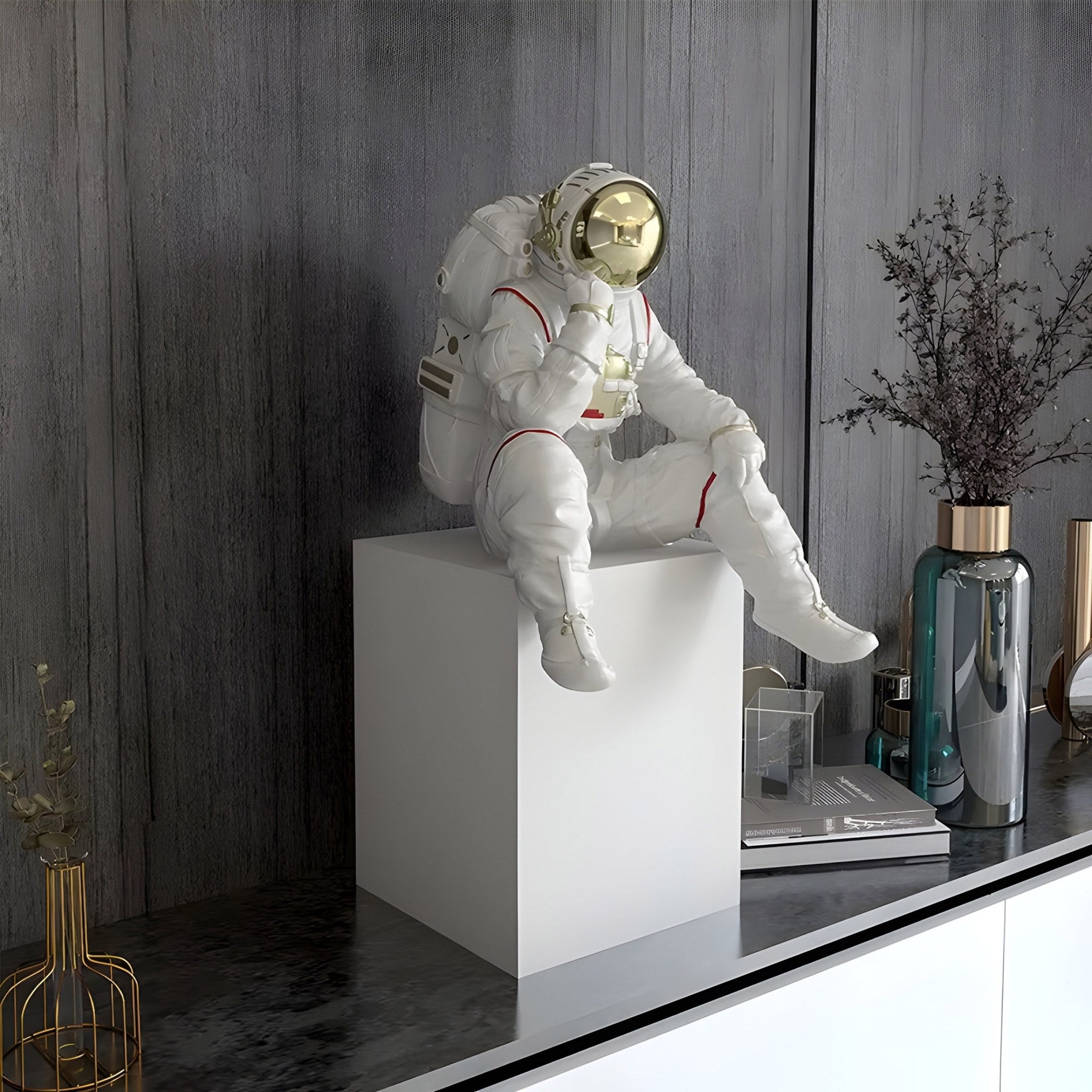 Kleine Nova Weiße Astronaut Denker Skulptur - 65cm